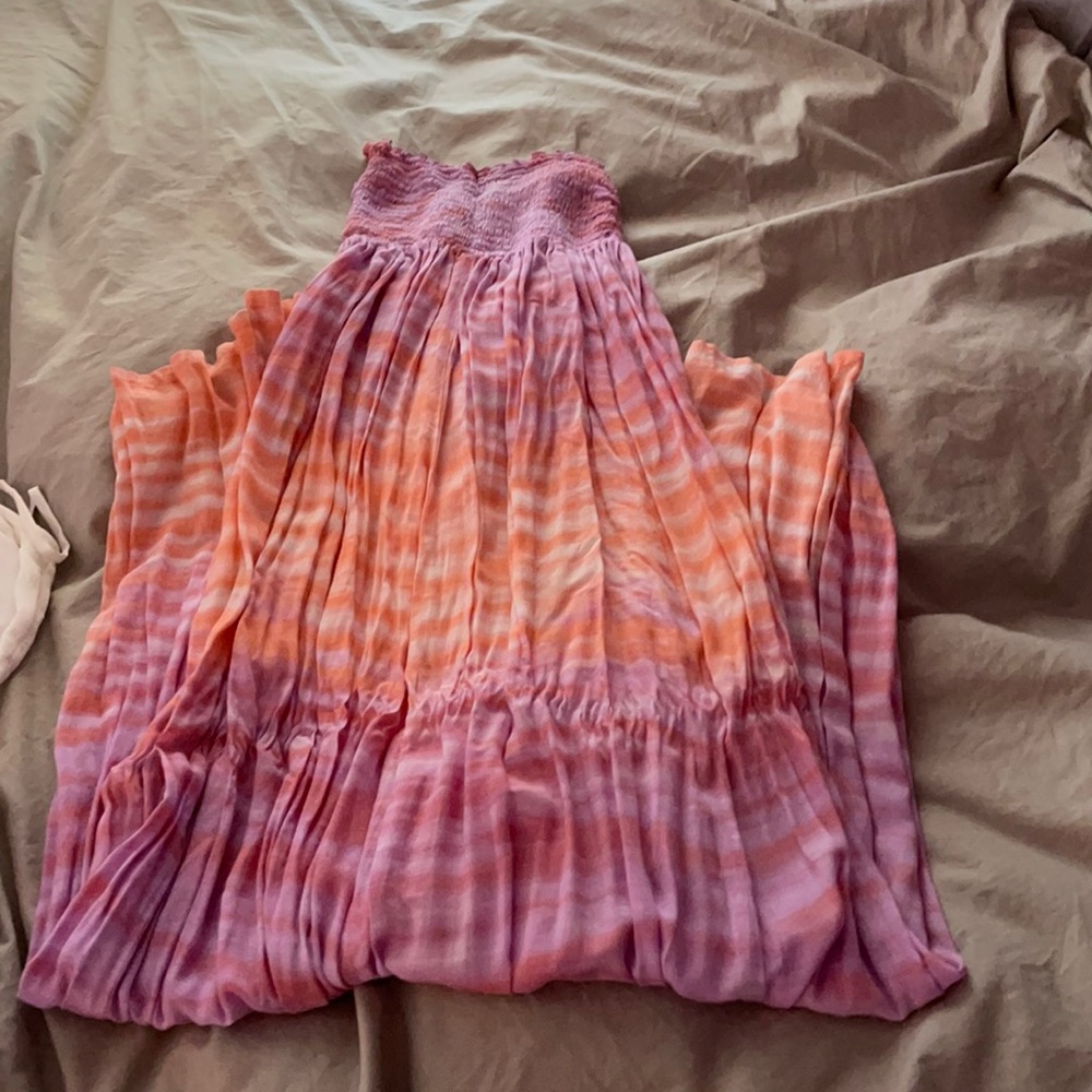 Tiare Hawaii one size pink and orange maxi dress